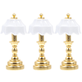 Miniatyrbillede 4 af 5: 3 stk. Miniature Bordlampe Ornamenter Mini Hus Bordlampe Modeller Falsk Lys Dekorationer 4X2CM