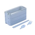 Miniatyrbild 1 av 5: Stackbar Bentolåda, Lunchlåda-set med Sked & Gaffel, 3-i-1 Fack, Vetehalm Matlåda Light blue