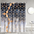 Miniatyrbillede 1 af 5: Geometrisk Grå Marmor Bruseforhæng 180 x 180 cm Bruseforhæng Polyesterstof Anti-Muld Vandafvisende Badeværelsesforhæng med 12
