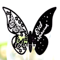 Miniatyrbilde 3 av 5: 100 stk Butterfly Nummererte Navnepapir Plasskort Vinglasskopp CamubalBlack