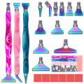 Miniatyrbilde 1 av 5: 24 stk Diamantmaling Penner Sett, Diamant Kunst Penner Metallspisser Skruegjenger Spisser Diamant Kunst Maling Pen 5D Diamant Kunst