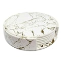 Miniatyrbillede 2 af 4: 6-pak Coasters PU Læder Guld Marmor Hvid Hvid Hvid