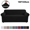 Miniatyrbild 1 av 5: Stretch Soffaöverdrag Möbelskydd Sofföverdrag Mjuk Med Elastisk Bottencheckar Fleece Universal Enfärgad Soffaöverdrag Svart 185x235cm Black 185x235cm