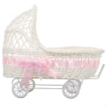 Miniatyrbillede 3 af 3: Hjemmedekoration Mini Indkøbsvogn Rattan Baby Blomsterkurv Mini Indkøbsvogn Mini Vævet Kurv Pink 37X29X17CM