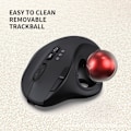Miniatyrbillede 1 af 5: Sort 2.4G trådløs trackball-mus, ergonomisk Bluetooth Rollerball tommelfingermus genopladelig computer bærbar mus