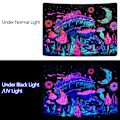 Miniatyrbillede 5 af 5: Blacklight Svampe Gobelin UV Måne og Stjerner Gobeliner Selvlysende Planter Gobelin Nattehimmel Æstetisk Gobelin Væg