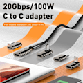 Miniatyrbillede 2 af 6: 100W USB-C Han - USB-C Hun Adapter Albue USB 4.0 Sølv 30