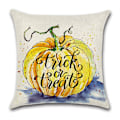 Miniatyrbild 2 av 5: Halloween Kuddfodral 18x18 Tum Pumpa Bat Rustik Linne Kuddfodral Soffa Dagbädd Kastkuddfodral