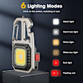 Miniatyrbillede 3 af 5: 2 stk. Mini COB Genopladelige LED Inspektionsarbejdslys Bærbar Lille Nøglering Holder Lamper, 6 Tilstande, med Foldbar Stativ Flaskeåbner