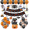 Miniatyrbilde 1 av 3: Halloweenfestpynt - Skummel Gresskarhode Svart Flaggermus Alfabetsett Ballongergresskar