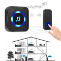 Miniatyrbilde 2 av 4: Trådløs dørklokke med 2 mottakere, vanntett minidørklokke rekkevidde 110dB lydløs modus 58 dørklokker & fargerik LED-blinking