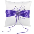 Miniatyrbilde 1 av 5: Bryllups pute for ringer med dobbelt hjertedesign, 20*20cm, lilla