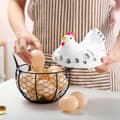 Miniatyrbild 5 av 5: Egg Basket for Kitchen, Rustic Chicken Wire Basket with Handle, Cute Egg Storage Basket for Kitchen, Living Room, Home Decor