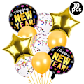 Miniatyrbillede 5 af 5: 4 sæt Happy New Year Balloner Happy New Year Ballon Konfetti Balloner Sort og Guld Happy New Year Ballon Sæt