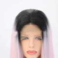 Miniatyrbild 4 av 5: Hårförlängningar Fashian Front Spets Kemisk Fiber Peruk Svart Gradient Rosa Medium Lång Rakt hår Peruk Huvudbonader (Färg: Fotofärg, Storlek