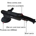 Miniatyrbild 5 av 6: Polermaskin 700W Bilpolerare 6Tum 21mm Random Orbital vaxningsmaskin DA Polermaskin Dual Action Sander För bildetalj