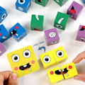 Miniatyrbild 3 av 5: Färgglada Rubiks kub Byggklossar Set Expression IQ Pussel Interaktivt spel Ansikte Ändra Tänk Träning Trä