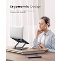 Miniatyrbild 8 av 8: Bärbar datorstativ, hopfällbar bärbar datorstativ i aluminium, höjdjusterbar ventilerad bärbar datorstativ, ergonomiskt stativ för stationär dator, svart