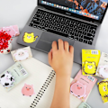 Miniatyrbild 5 av 7: 4-pack tecknade djur Självhäftande anteckningar Kawaii Anteckningsblock Markörer Flaggor Hemmakontorsmaterial Studenter Lärare, 160 ark