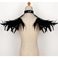 Miniatyrbild 5 av 8: Gothic fjäder axelklaffar Bolero Epauletter Punk Läder vårkappa med choker ving axel för Halloween (C-Schwarz-001)
