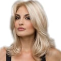 Miniatyrbild 4 av 5: Hårförlängning Fashian Blond Långt lockigt hår Peruk The Middle Of The Bangs Fluffig Temperament Peruk (Färg: Guld blandat brun)
