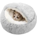 Miniatyrbild 1 av 5: Lugnande säng för katter och små hundar Tvättbar husdjurssäng 50 cm donut fluffig rund kattsäng Mjuk myssäng för att sova i huset