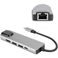 Miniatyrbild 8 av 8: Digital analog dockningsstation Displaylink 5 i 1 typ-C-nav aluminiumlegering 5 i 1 typc-hub till hdmi-adapter 4K typc till gigabit Ethernet Rj45
