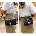 Miniatyrbild 6 av 7: Crossbody-väska i läder för kvinnor Modeclutch-handväska Quiltad Designer Crossbody-väska med kedjerem