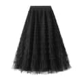 Skjørt for kvinner med elastisk midje og lagdelt netting Black M