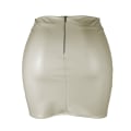 Miniatyrbild 2 av 8: Basic, hög midja, konstläder Bodycon Mini Pencil Kjol för kvinnor beige 2XL