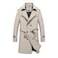 Miniatyrbillede 1 af 7: Mænds Slim Fit Dobbeltbrystet Bæltet Vindjakke Khaki XL