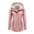 Miniatyrbillede 1 af 7: Vinterjakke til kvinder med varm Sherpa-foring, tung parka med hætte Pink 2XL