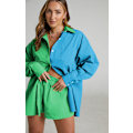 Miniatyrbild 3 av 10: Kvinnors 2-delade Lounge träningsoverall Shirt Outfit Set Blue XL