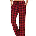 Pikkukuva 1 / 2: Naisten vyötäröllä nyörillä säädettävät ruudullinen pyjamahousut Red 2XL