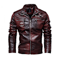 Miniatyrbild 1 av 4: Män brun läder motorcykeljacka red M