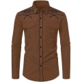 Miniatyrbild 1 av 5: Herrar Western Cowboy Skjorta Mode Slank Passform Design Coffee1 L
