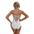 Pikkukuva 2 / 5: Naisten V-kaula Sexy Sametti Olkaimettomassa Bodysuit Jumpsuit Rakastava Syvä White L