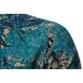 Miniatyrbilde 3 av 6: Menn's Skjorte med Stående Krage, Kort Erme, Blomstermønster, Casual Blue M