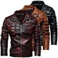 Miniatyrbild 3 av 4: Män brun läder motorcykeljacka red M