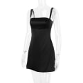 Miniatyrbillede 6 af 11: Sommerkjole til kvinder 2024 - Kvadratisk halsudskæring, Bodycon, Mini, Sexy, Rynket, Ærmeløs black S