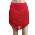 Miniatyrbillede 1 af 4: Kvinders Tassel Latin Danseskørt, Salsa Tango Rumba Dancewear Red M