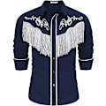 Miniatyrbilde 1 av 4: Langermet skjorte for menn med brodert frynse Blue S