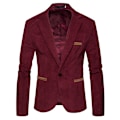 Miniatyrbild 2 av 5: Herrar Casual Corduroy Blazer Klassisk Passform Sportjacka Wine Red M