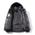 Miniatyrbild 3 av 5: Hooded Full Zip Metallic Shiny Down Coat för män black XL