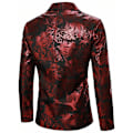 Miniatyrbild 3 av 4: Herrar Floral Smokingjacka Paisley Sjal Krage Kostym Blazer Jacka för Middag Wine Red XL