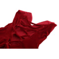 Miniatyrbillede 4 af 5: Kvinders V-hals Sexy Fløjls Strapless Bodysuit Jumpsuit Sød Hjerteformet Dyb Red L