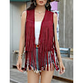 Miniatyrbillede 4 af 8: Dame Tassel Ærmeløs Vest Red L