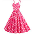 Pikkukuva 2 / 9: Vaaleanpunainen pilkullinen ruudullinen halterneck-mekko Rose Bow 2XL