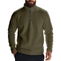 Miniatyrbild 1 av 10: Fleecefodrade Halvzip-Tröjor för Män Mock Neck Pullover Tröja Army Green M