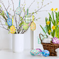 Miniatyrbilde 4 av 7: 16 stk. Påskeegg Hengende Ornamenter, Buffalo Plaid Dots Påske Hengende Egg